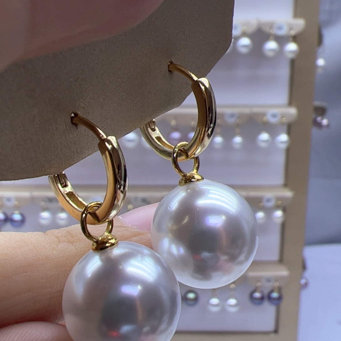 淡水珍珠耳饰银S925镶嵌