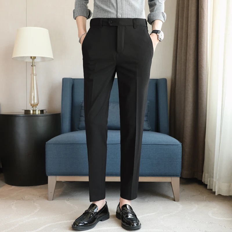 直筒轻奢西裤百搭潮流休闲裤子男士修身垂感休闲裤K860