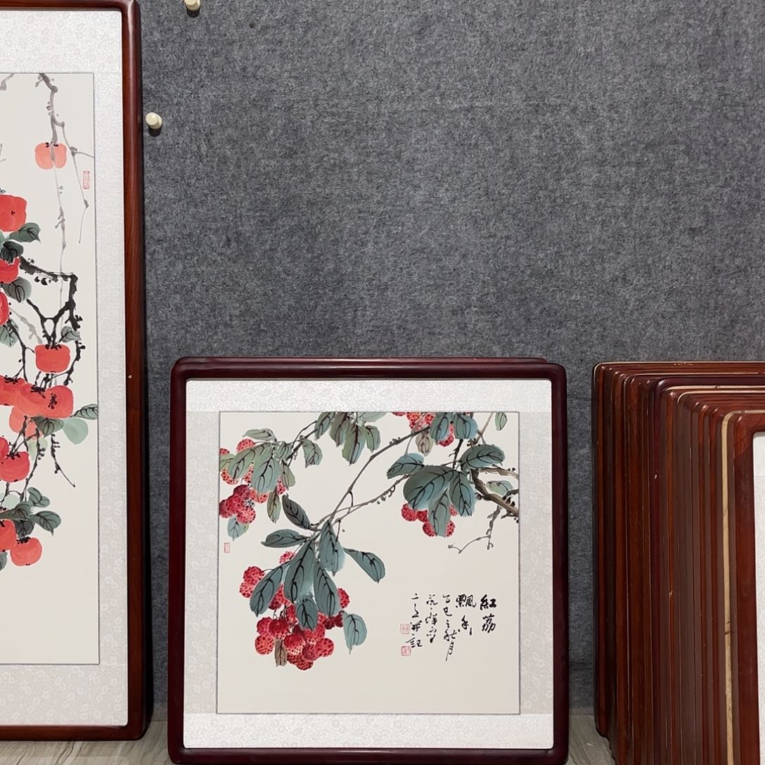 国画书画作品带框63×63