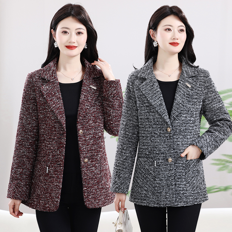 新款时尚短款春秋小香显瘦西装洋气中老年妈妈装外套气质休闲秋冬