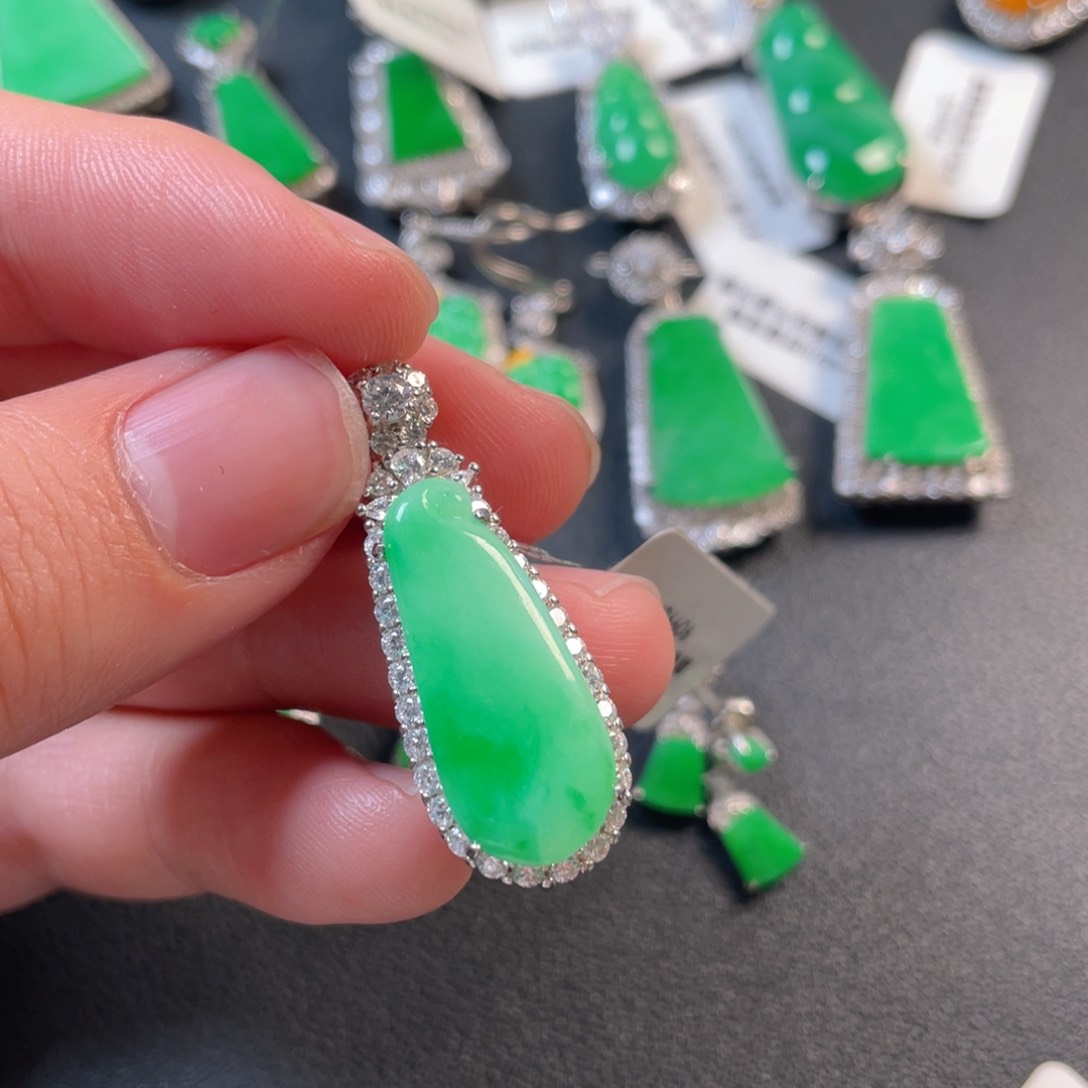 翡翠银S925镶嵌吊坠(不含链)