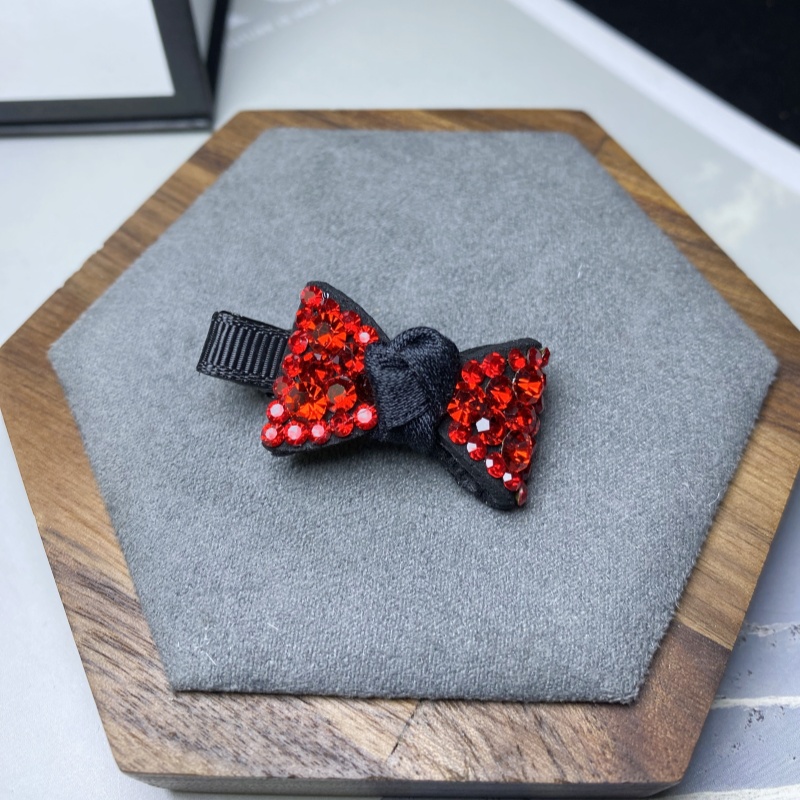 L520新年红蝴蝶结小发夹
