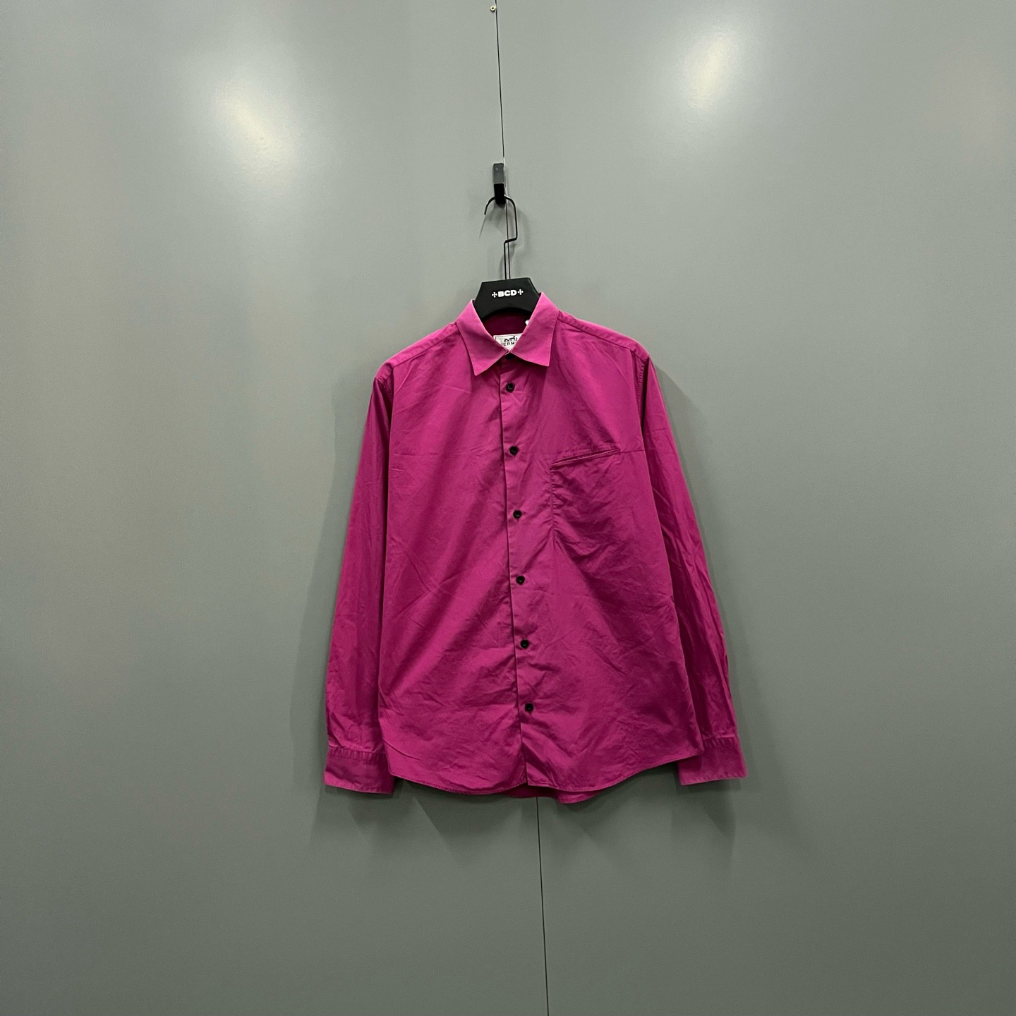 95新 Hermes/爱马仕 zz54 玫红色衬衫 40码/95新/206224