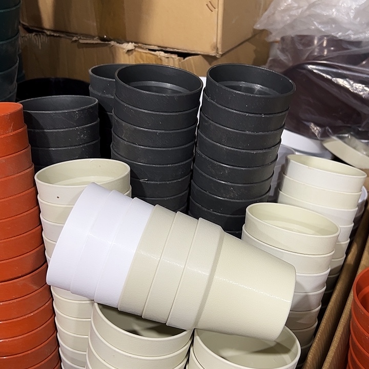 红陶盆口9高9混色带拖6只