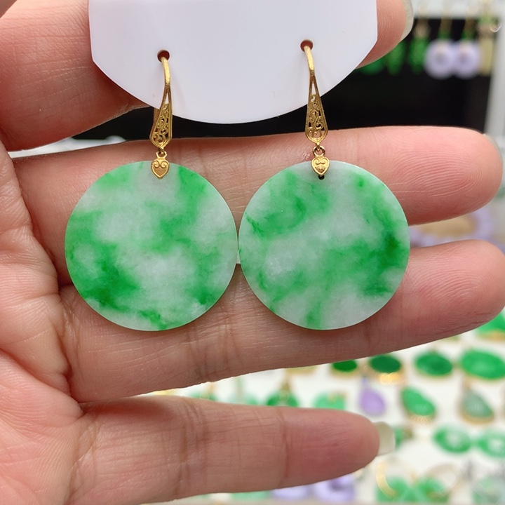 翡翠18K金镶嵌耳饰