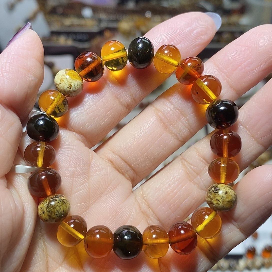 琥珀未镶嵌裸石多宝9m