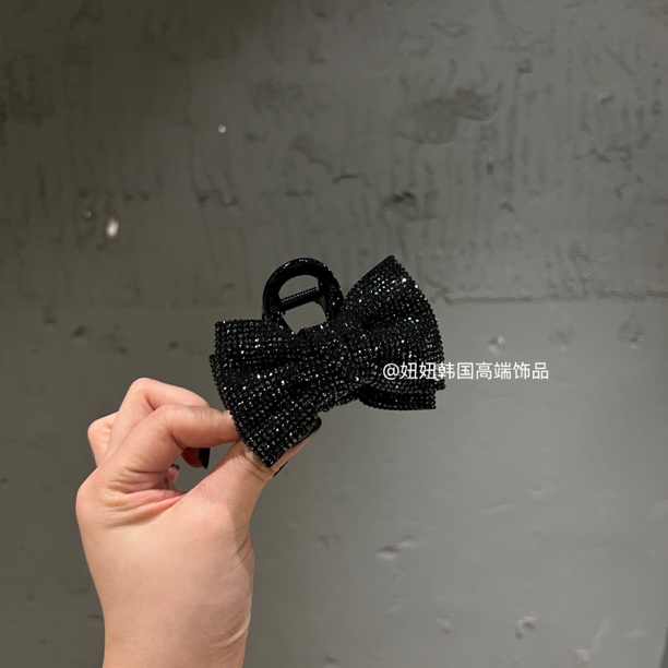 韩国轻奢高级烫钻满天星蝴蝶结8cm抓夹气质百搭头饰女