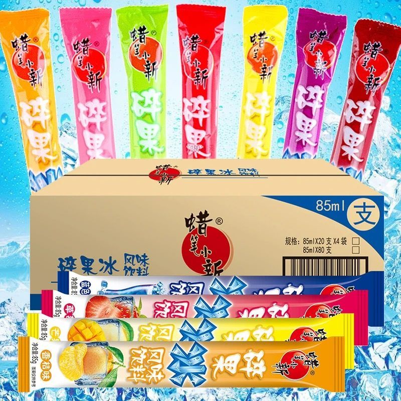 26年4月产蜡笔小新碎果冰碎碎冰棒棒冰85ml*80支解暑整箱多口味