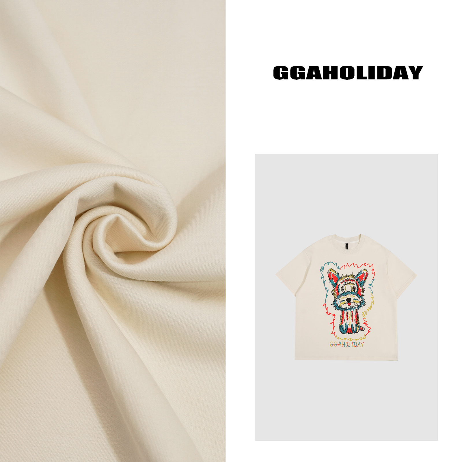 【上新】GGAHOLDIAY 时尚宽松休闲百搭复古印花小狗T恤-152416