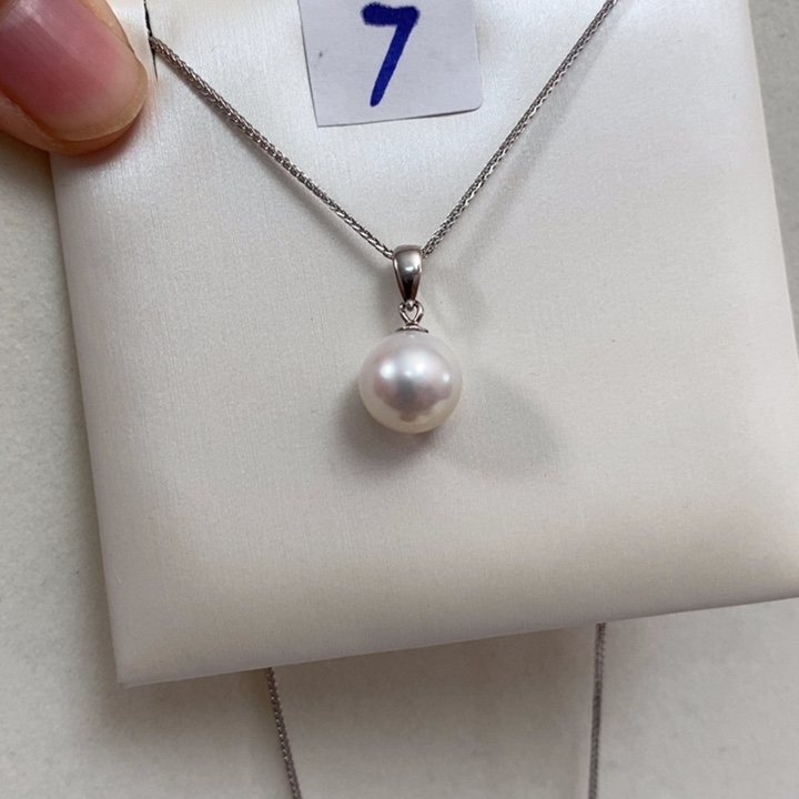 淡水珍珠颈饰银S925镶嵌瓜子扣9-20送链子