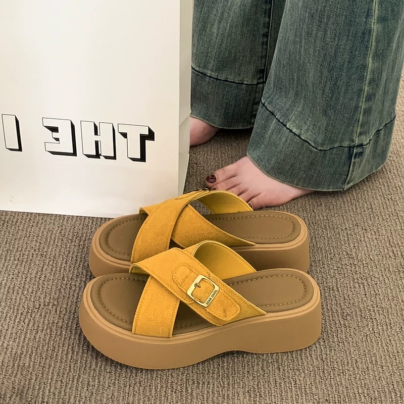 厚底拖鞋女2025新款一脚蹬勃肯凉鞋877-3