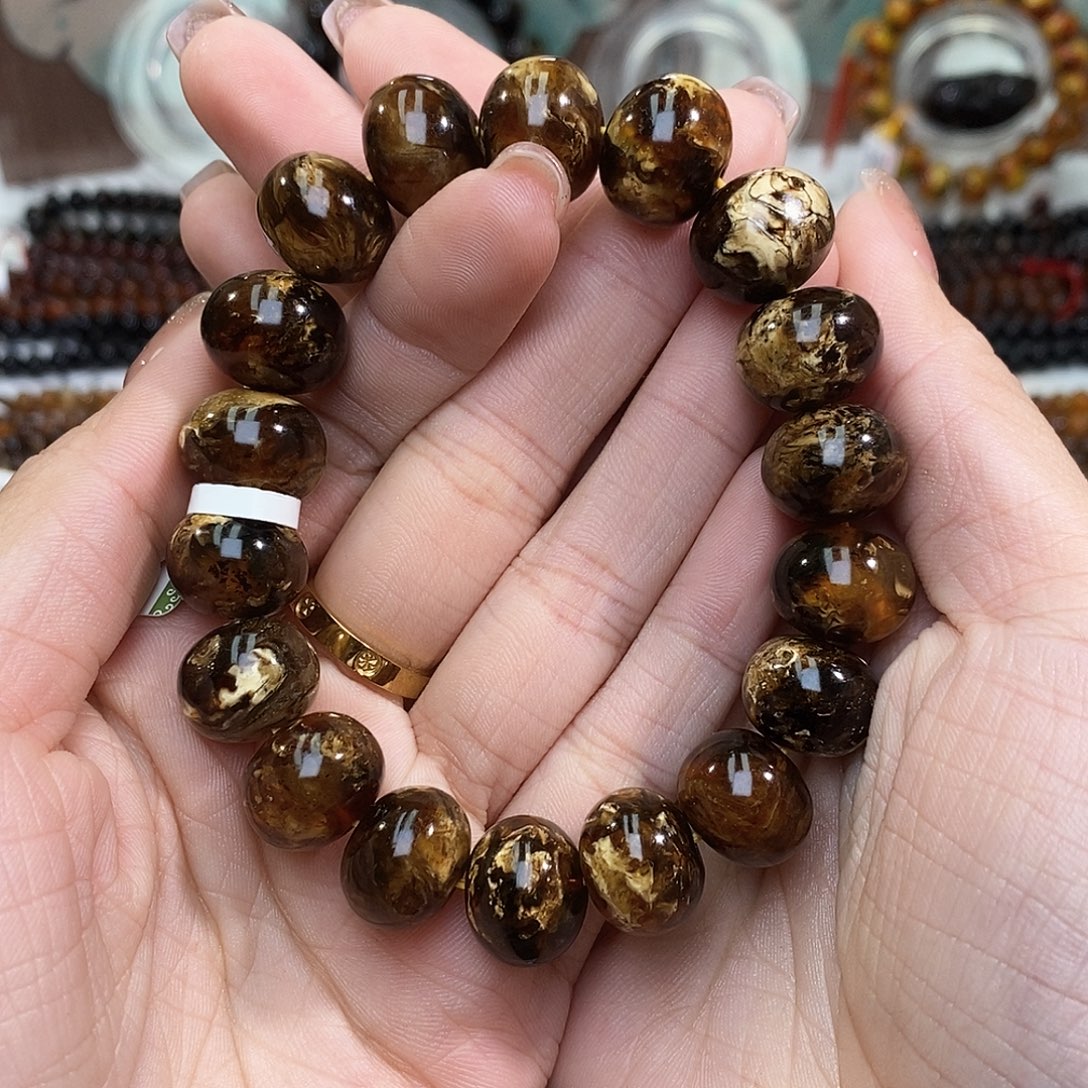 露***鹭琥珀未镶嵌手链14➕