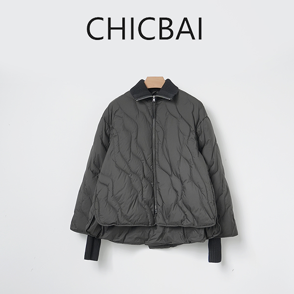 CHICBAI 可拆卸围脖短款90安心鹅绒填充羽绒服