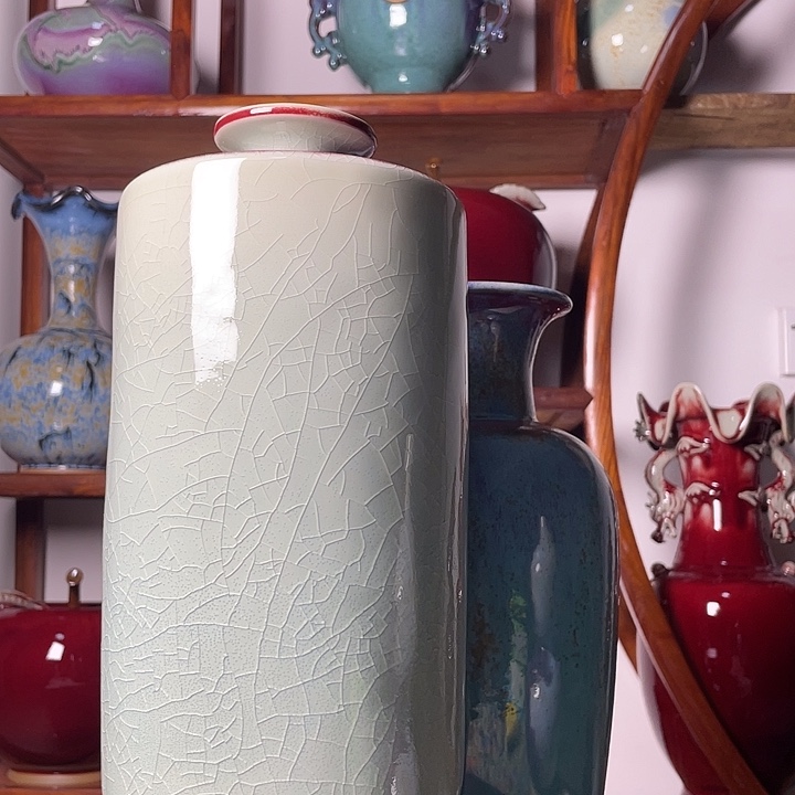 和***！陶摆件钧瓷无双窑变无对