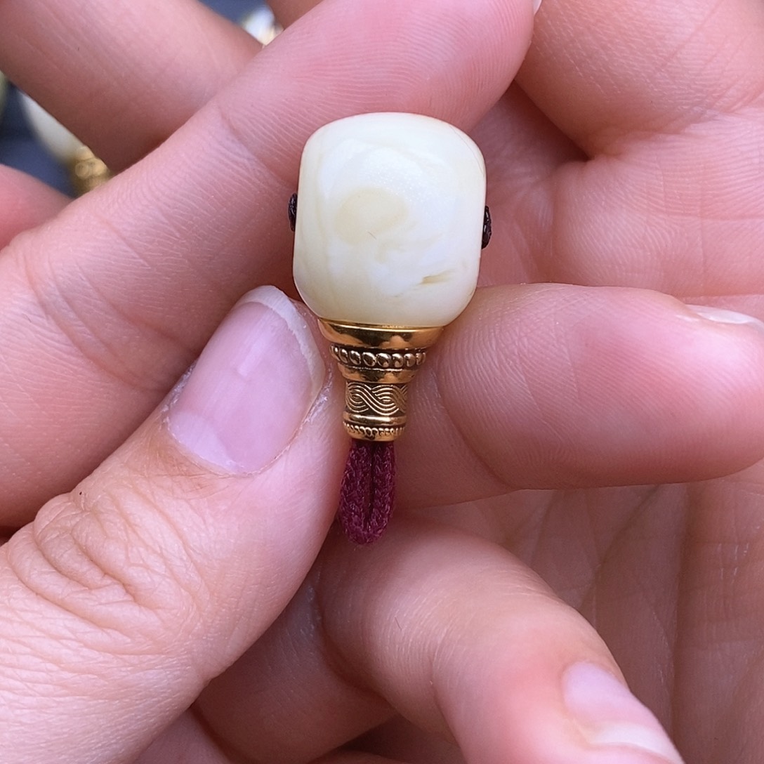 琥珀裸石18K金镶嵌l*o14mm 蜜蜡三通