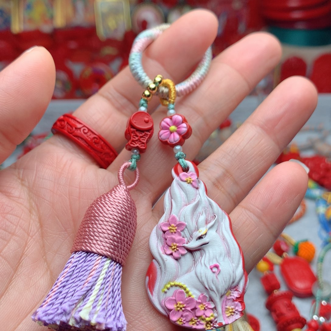 天然辰砂工艺品朱砂钥匙扣包包挂