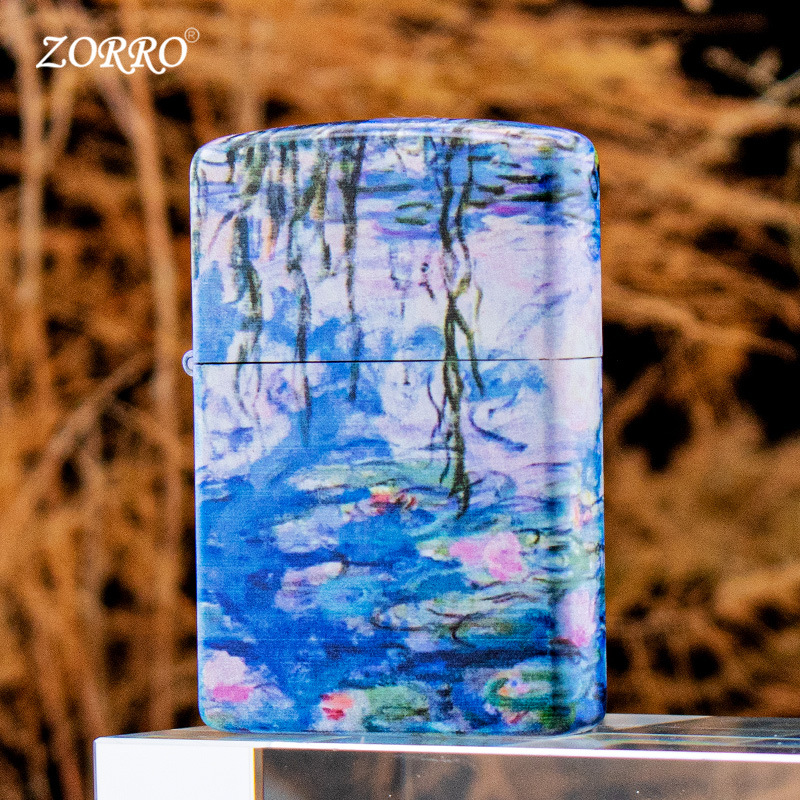 ZORRO莫奈睡莲创意个性时尚六面彩印zorro原装打火机送男士礼品常