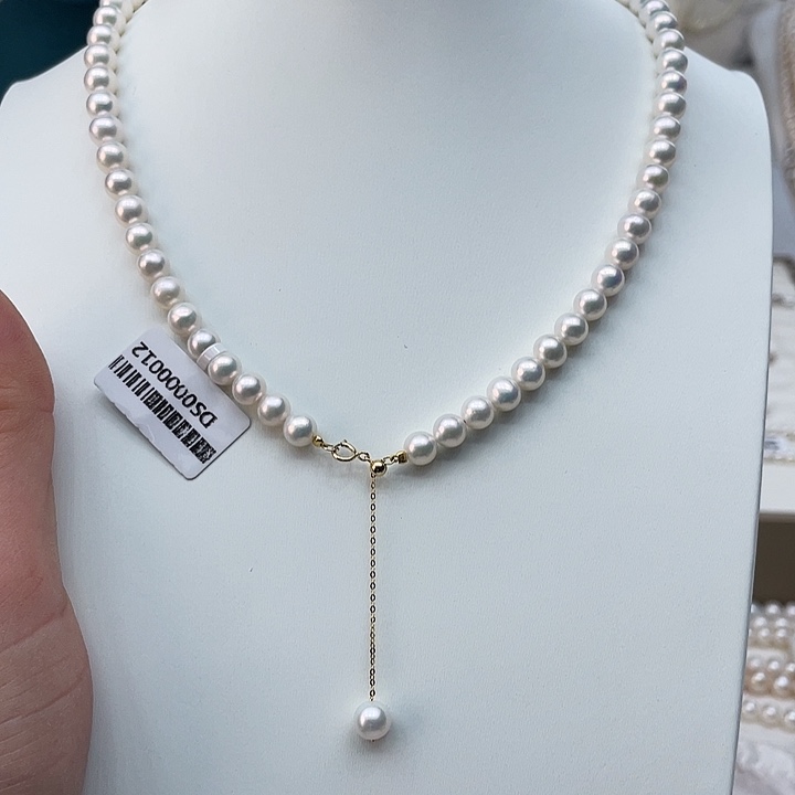 淡水珍珠颈饰银S925镶嵌卡6到7高品极光澳绿➕金属光毕业级