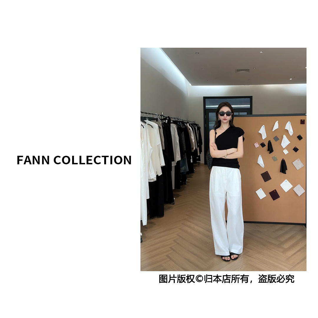 饭饭FANN COLLECTION 仲夏夜 设计款不对称斜肩无袖上衣FANNA0005