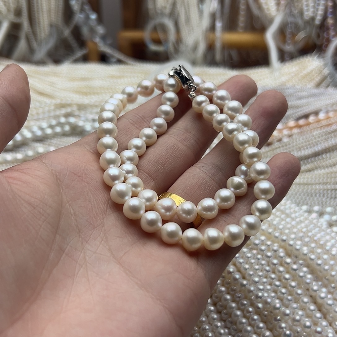 琳***記半成品未镶嵌淡水珍珠卡8近圆无核成品拍二发一