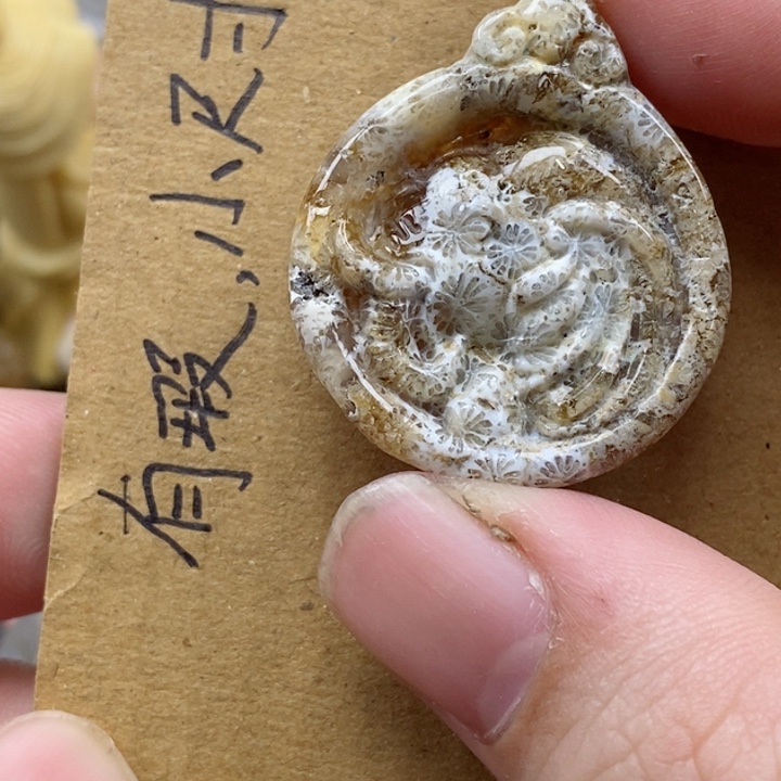 颈饰未镶嵌硅化珊瑚（珊瑚玉）