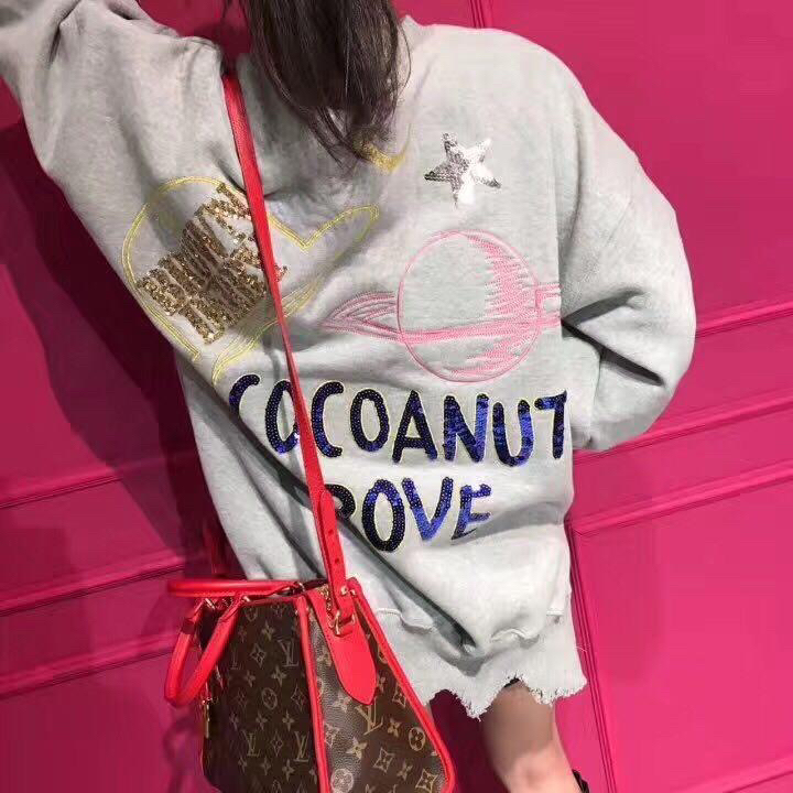 大码胖MM美式复古美式圆领卫衣春秋新款外套小个子显瘦宽松减龄