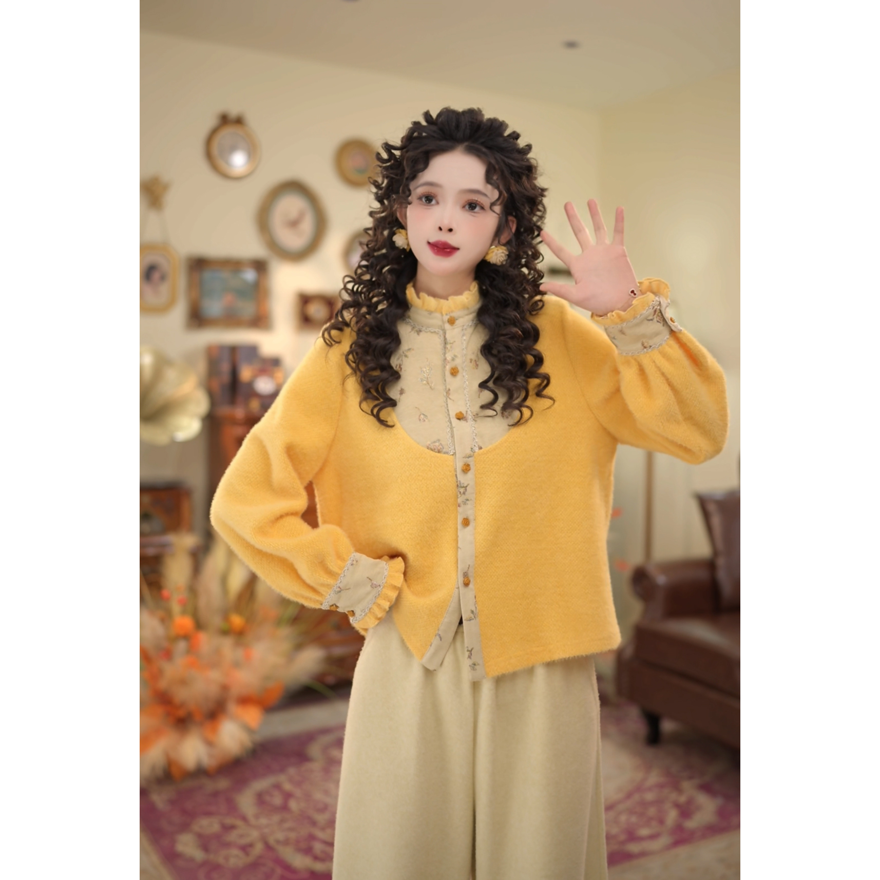 扣子家【冰蓝巴菲】复古港风秋冬厚款休闲百搭衬衫上衣KL5273328