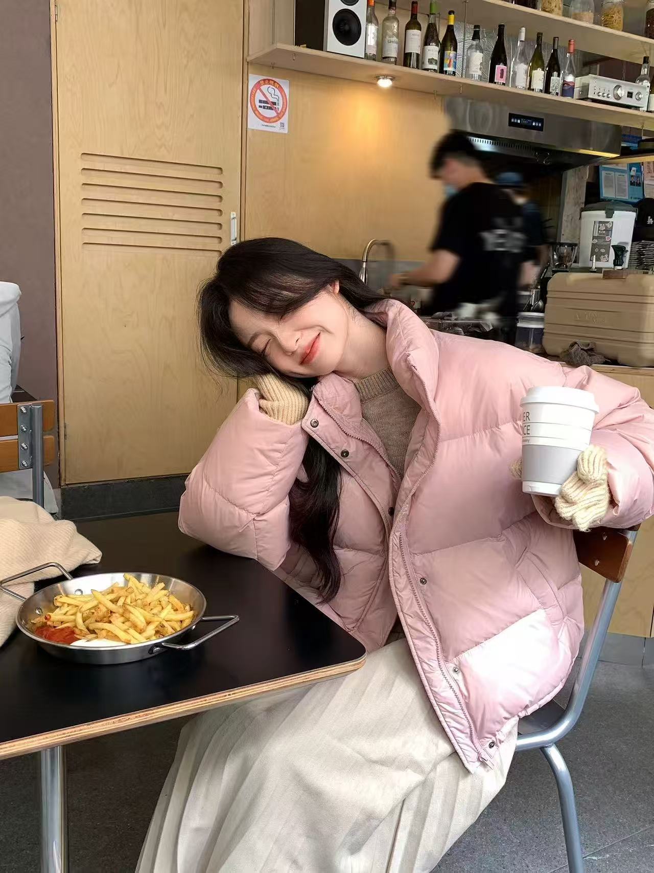 2025款白鸭绒立领新款小个子纯色韩版休闲百搭羽绒面包服QLY054