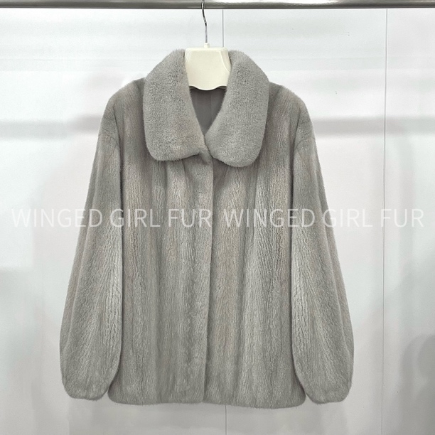 咖啡立翻领方领全抽刀全挖削整貂貂皮大衣流光风新款皮草女