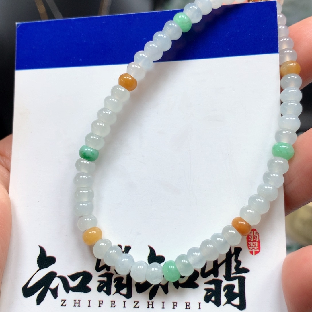 翡翠颈饰未镶嵌多宝算盘珠手链