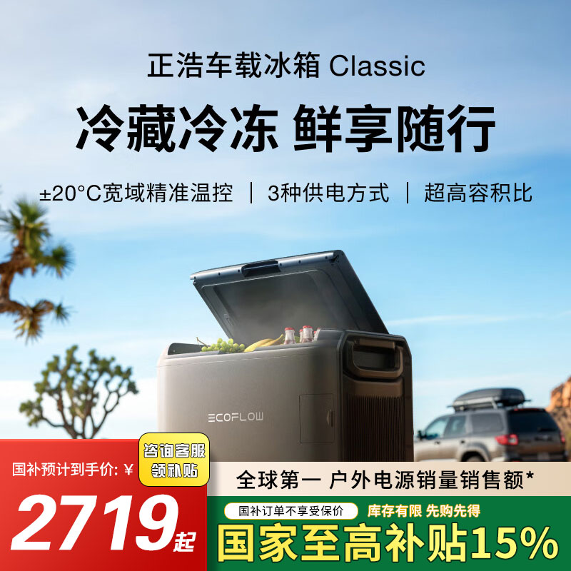 ECOFLOW/正浩【湖南】户外电源驻车载冰箱35升冷冻冷藏压