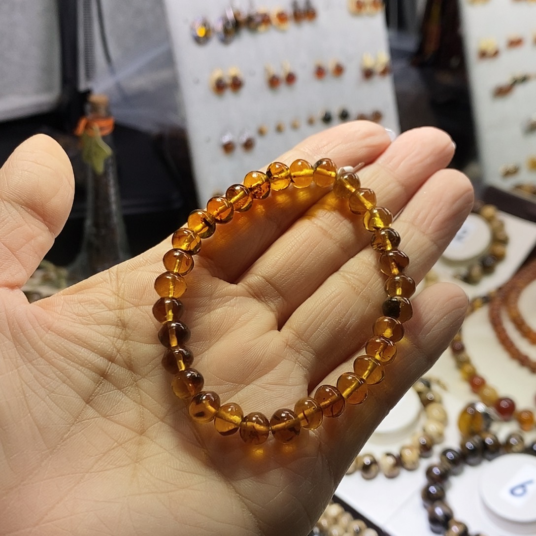 琥珀未镶嵌裸石福利金灵草7m