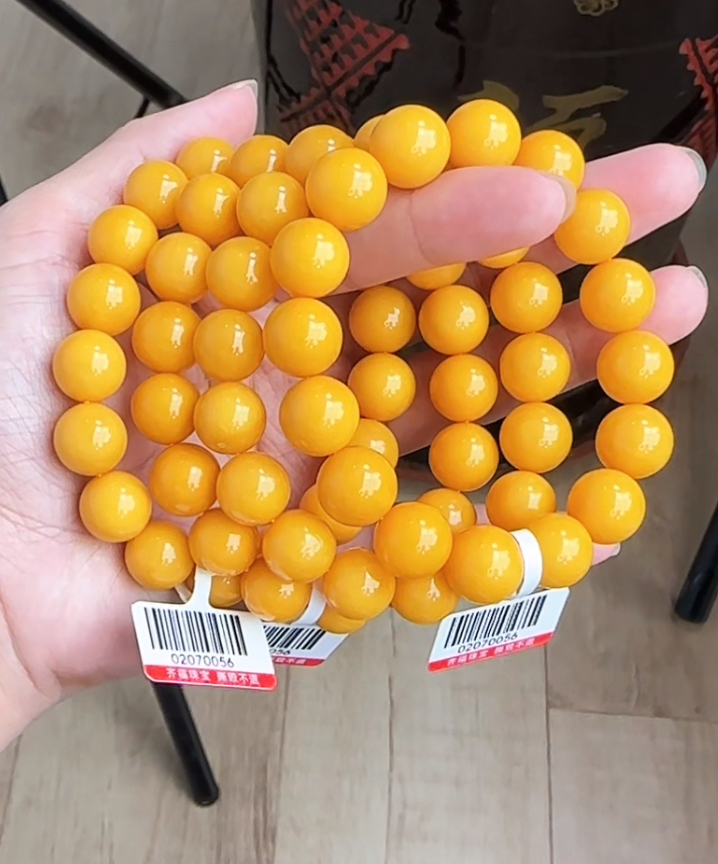 【齐福珠宝】XQ0548/11mm天然蜜蜡俄料色标圆珠手串（多样性发其一）