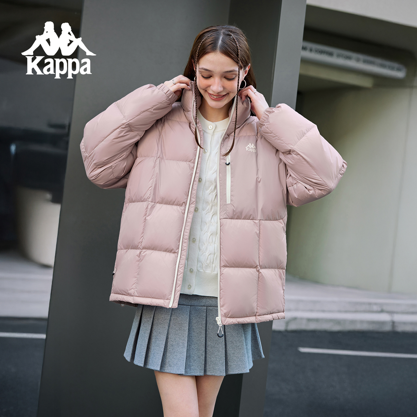 Kappa/卡帕纯色通勤羽绒服休闲保暖立领冬季时尚外套