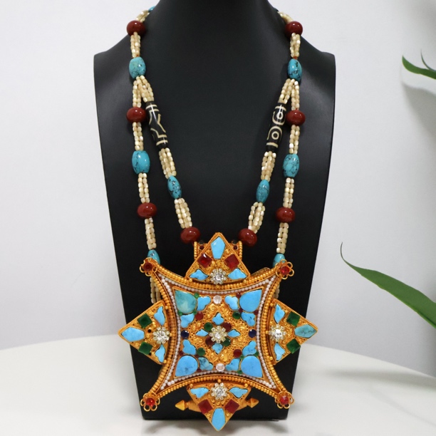 藏族饰品挂件藏式配饰藏族首饰藏装配饰尼泊尔手工黄铜镀金不掉色