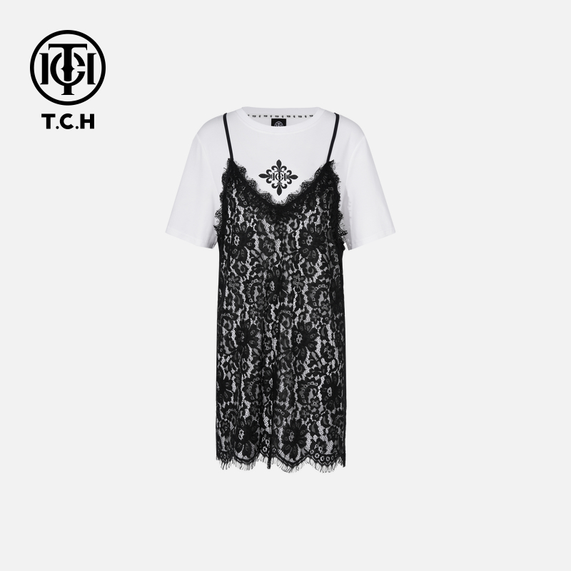 TCH烫钻工艺新时尚淑女连衣裙女(两件套)T75B30E5035轻奢tch