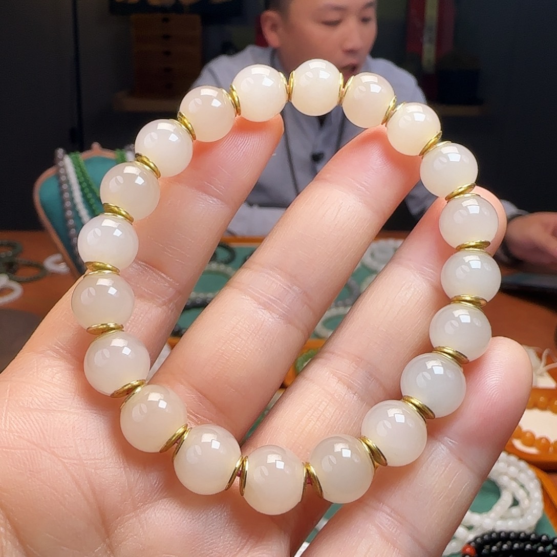 和田玉合金手链和田玉