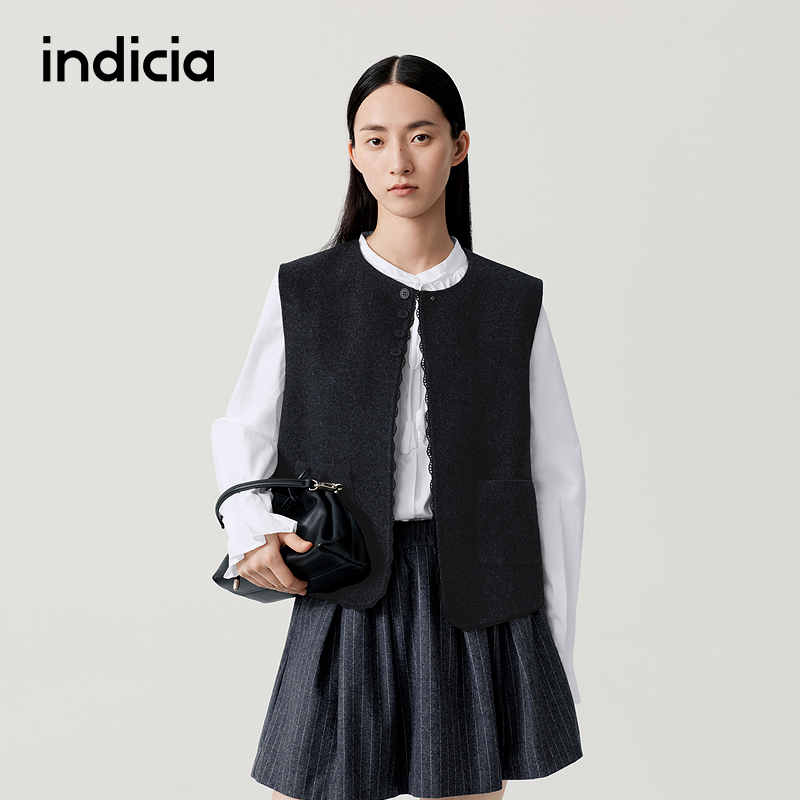 indicia标记商场同款2025秋冬新款花边设计感气质马甲F2D5MJ492C