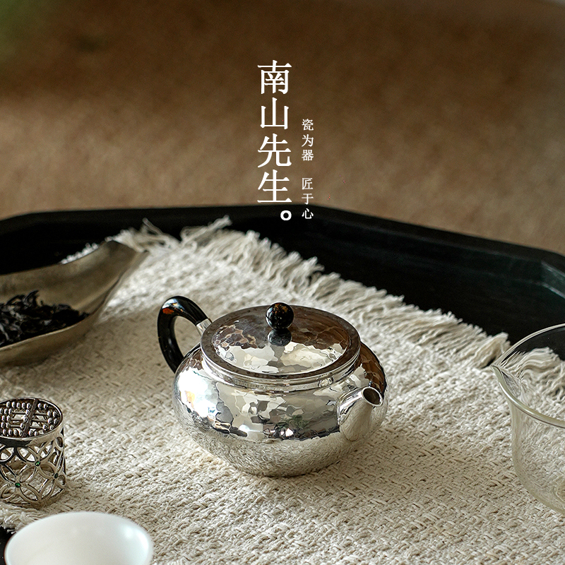 如沐春风茶壶 纯手工一张打文旦造型纯银泡茶壶复古茶具