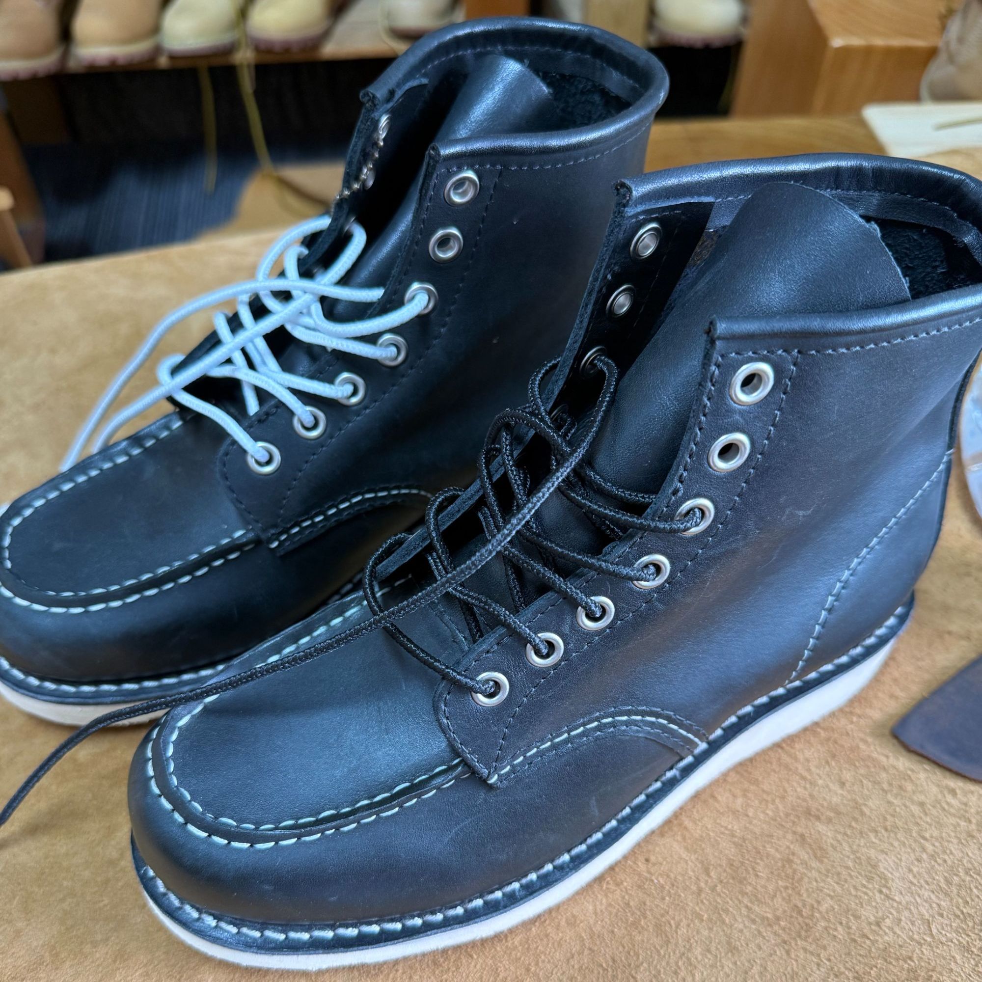 打折款875固特异工艺工装靴子牛皮中帮大黄靴男防水鞋