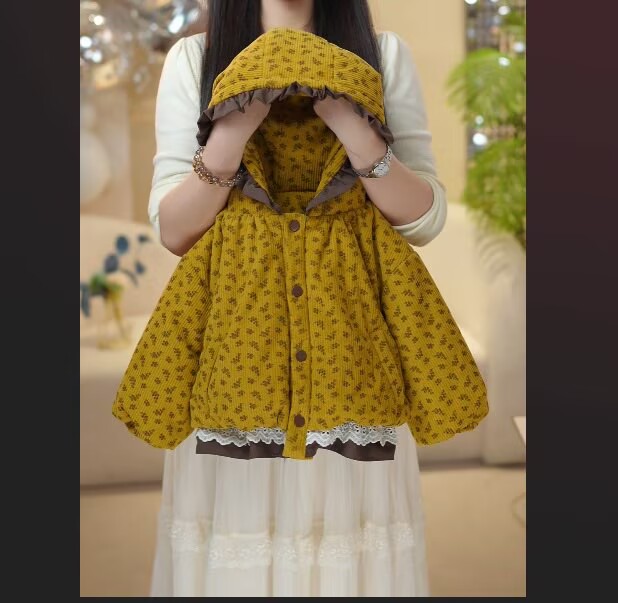 休闲风图案冬季连帽纯色普通外套童装提花外套气质