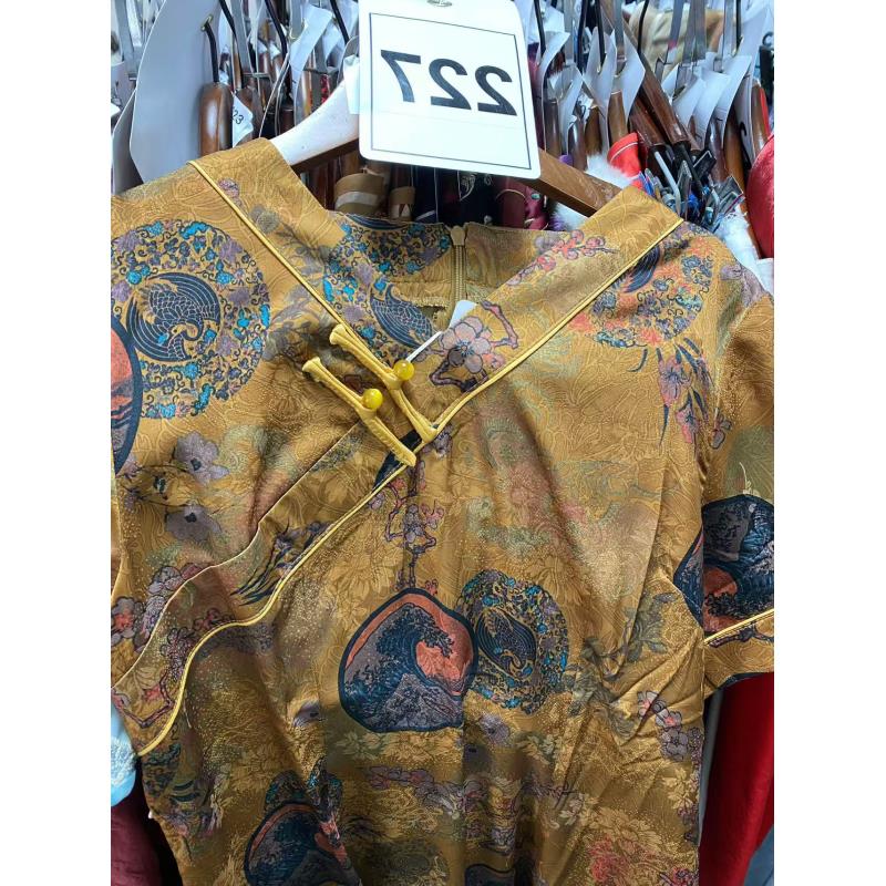 211小码中式复古优雅花色气质旗袍裙