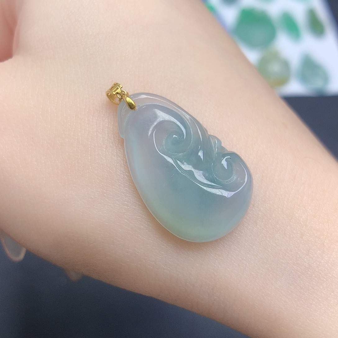 翡翠颈饰18K金镶嵌8888888888888888