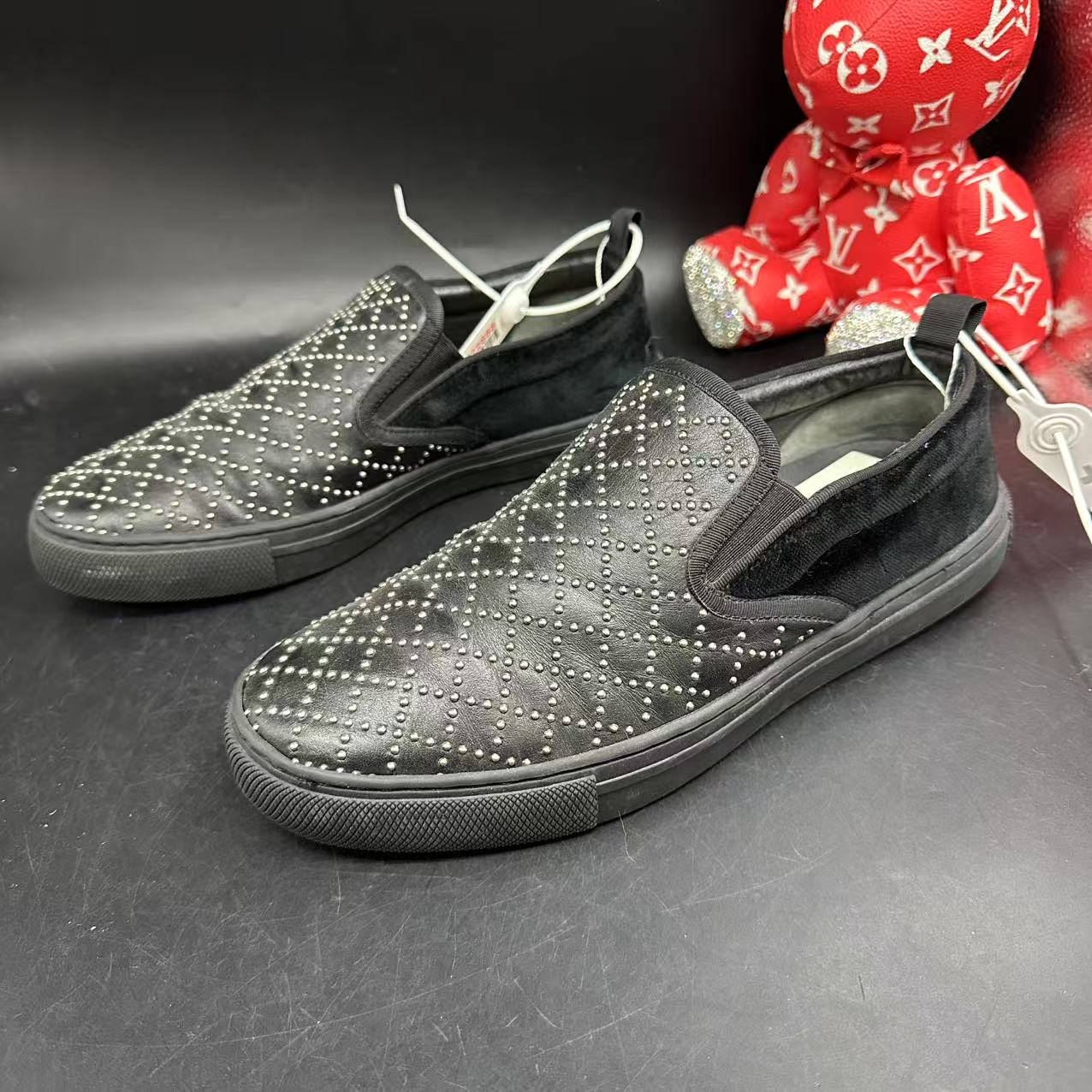 95新 GUCCI/古驰 【AO福利】39欧码 男士百搭黑色休闲一脚蹬鞋bd118