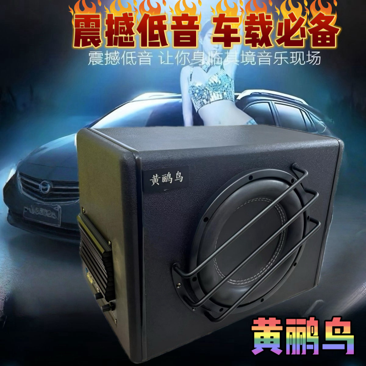 黄鹂鸟10/12寸汽车12v专用大功率功放车载低音炮有源汽车音响改装