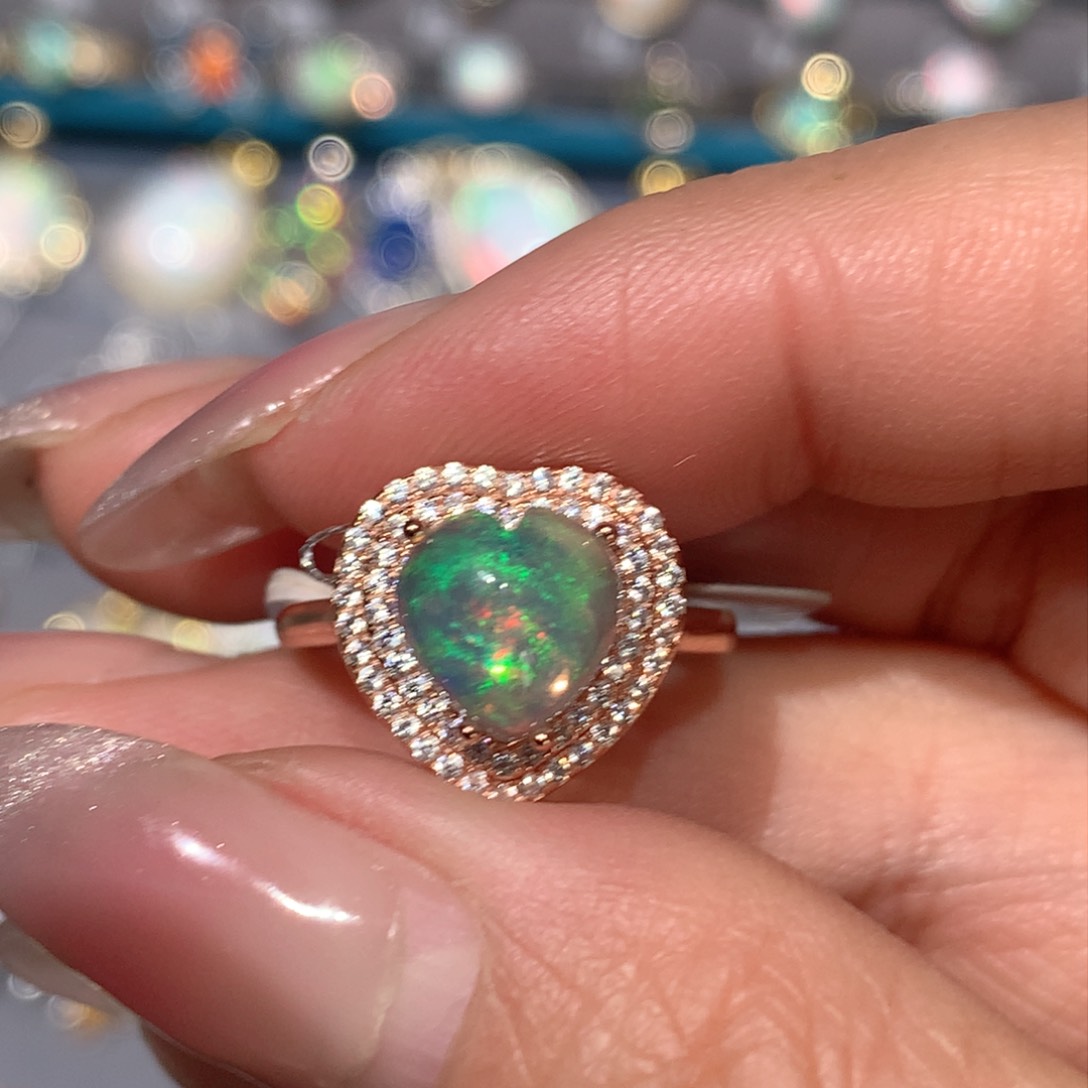 欧泊福利戒指银S925镶嵌