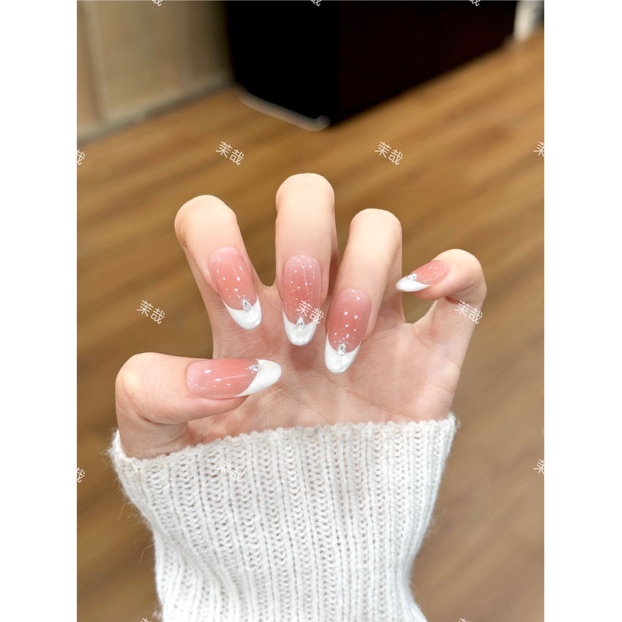 茉哉【纯白茉莉】纯手工定制美甲拆卸穿戴甲A5234