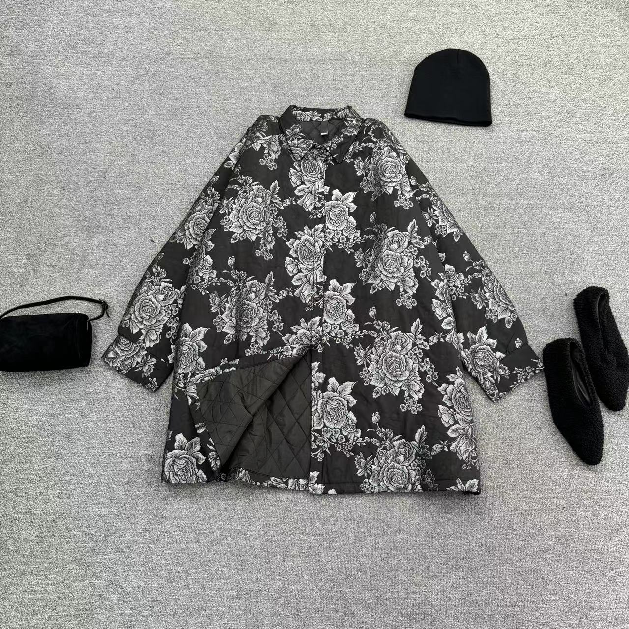 瑶睿安240斤原创大码秋冬加厚衬衫时尚碎花衬衣休闲宽松 169