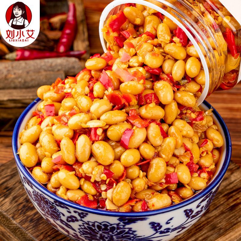 湖南酱豆子剁椒酱豆农家黄豆酱香辣豆豉腊八豆下饭菜酱菜瓶装即食