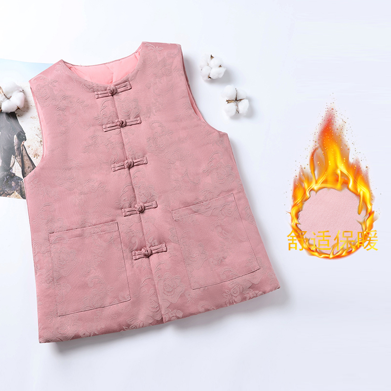 纯棉花新疆长绒棉宽松型厚款提花复古新中式中国风常规马甲
